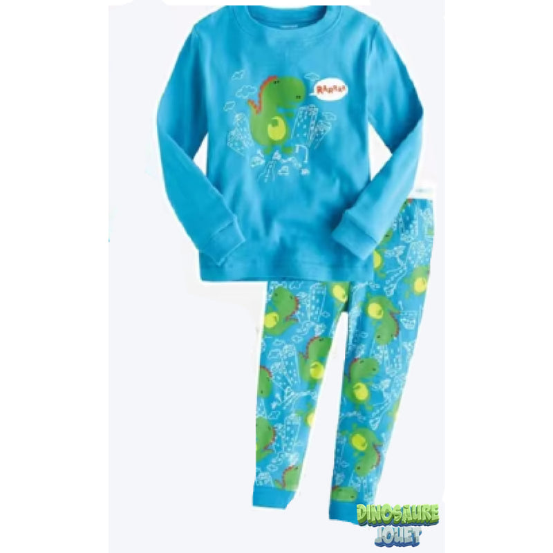 Dinosaure pyjama coton bleu clair