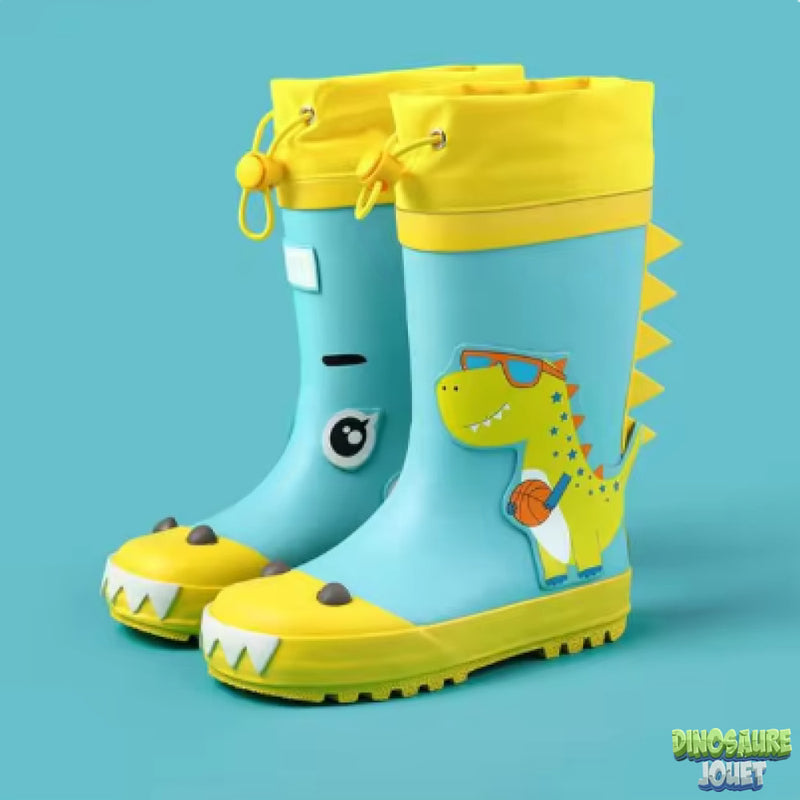 Dinosaure vert bottes jaunes