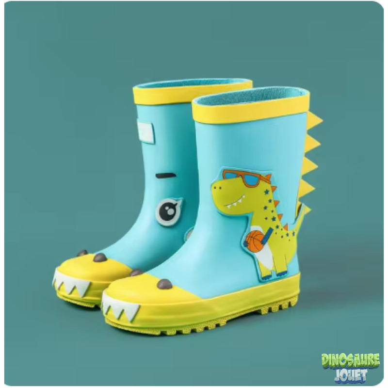 Dinosaure vert bottes jaunes