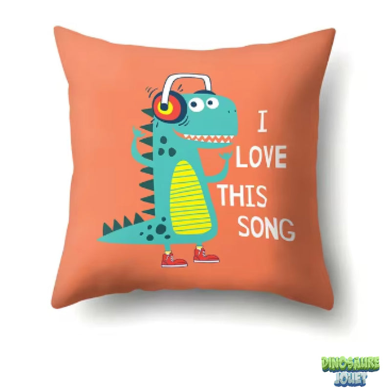 Housse de coussin avec inscription Dinosaure