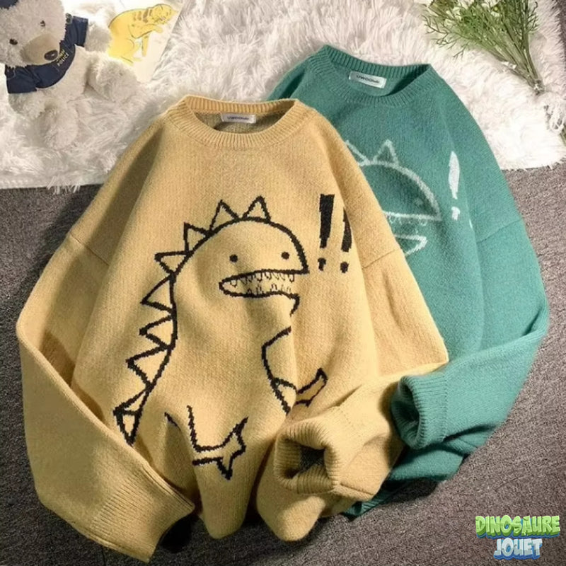 Pull tricot motif dinosaure