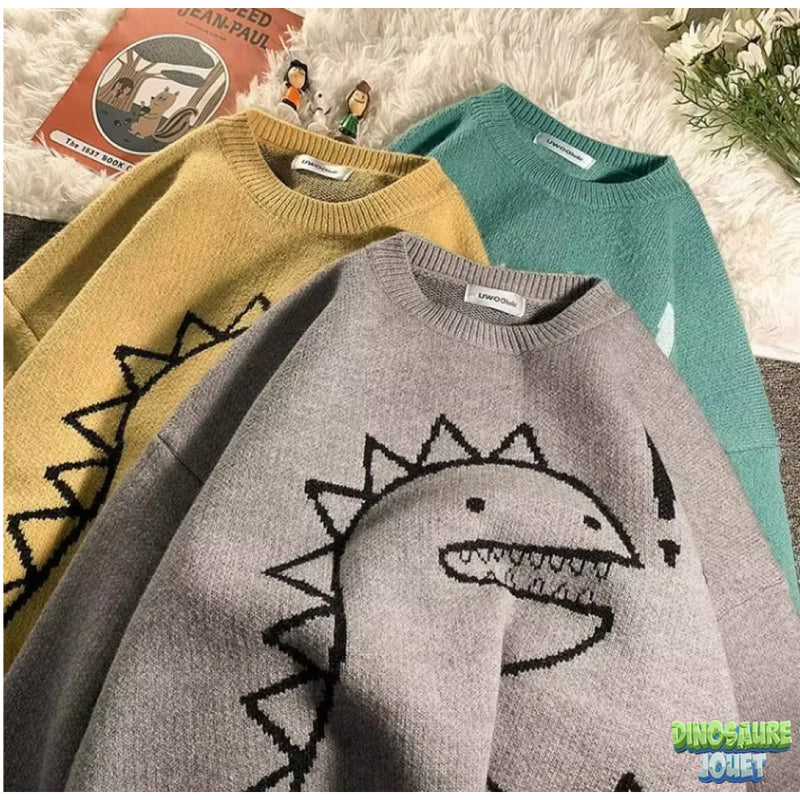 Pull tricot motif dinosaure