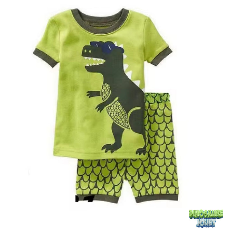 Pyjama court dinosaure vert