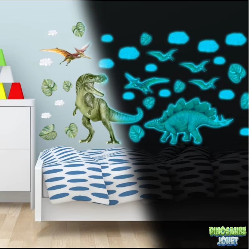 stickers dinosaure fluorescent bleu