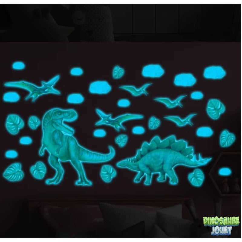 stickers dinosaure fluorescent bleu