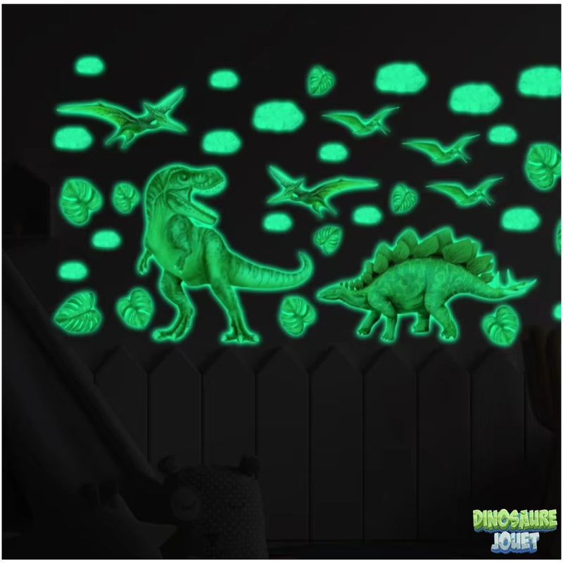 stickers dinosaure fluorescent bleu