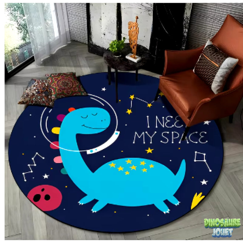 Tapis rond Dinosaure bleu