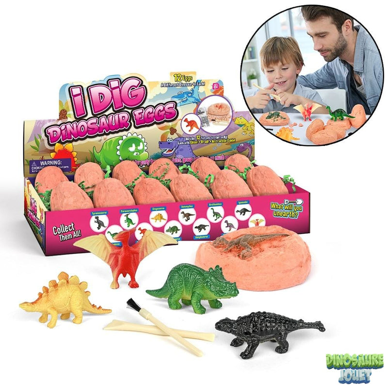 Oeufs à couver Jouets de dinosaures, œufs de dinosaures éclosent avec  figurine d'action de dinosaure réaliste, son de lumière menée, fête de  jouets éducative Favor anniversaire de Pâques Gi