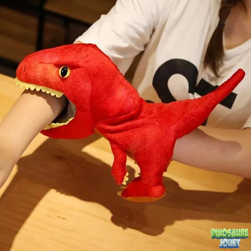 Peluche marionnette Dinosaure: T-rex rouge