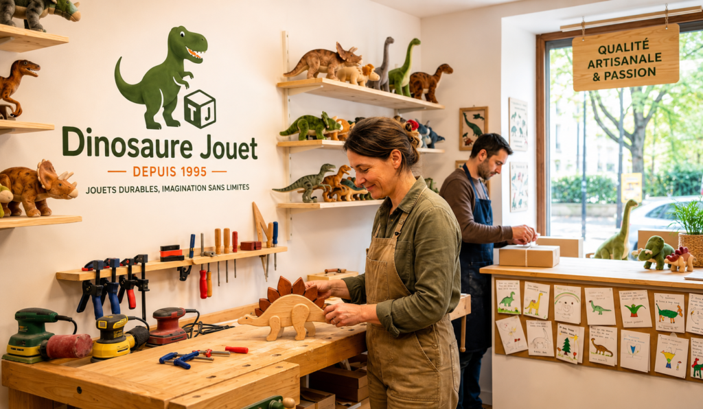 Atelier de jouets dinosaures artisanaux