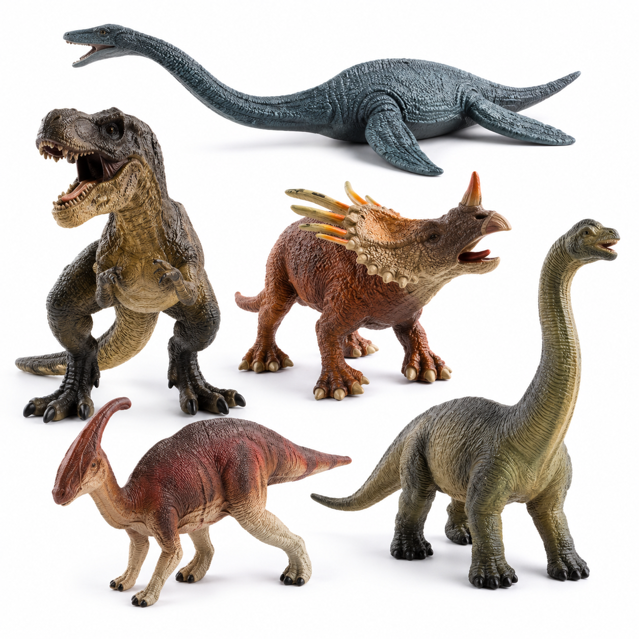 Collection de figurines Jurassic World en PVC haute qualité exposées sur une table