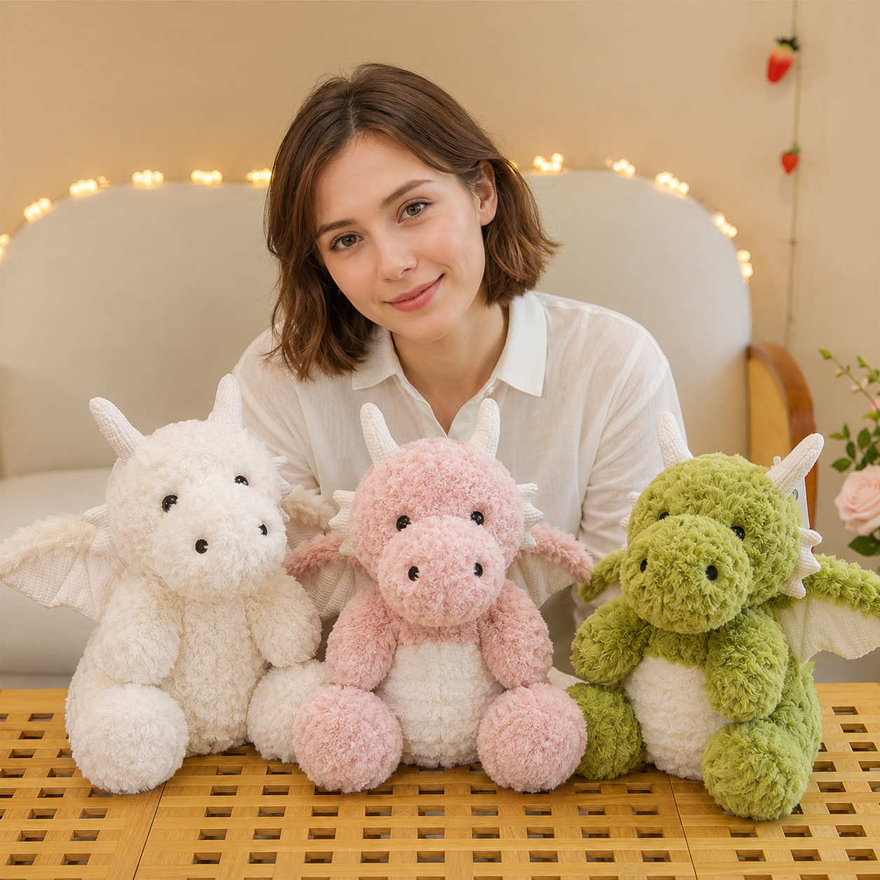 Trio Doudou en peluche Coussin de sommeil et décoration