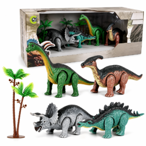 Ensemble de figurines réalistes de dinosaures mécaniques prêtes pour une course.