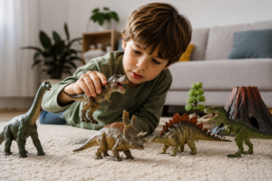 eu de dinosaures dans le salon