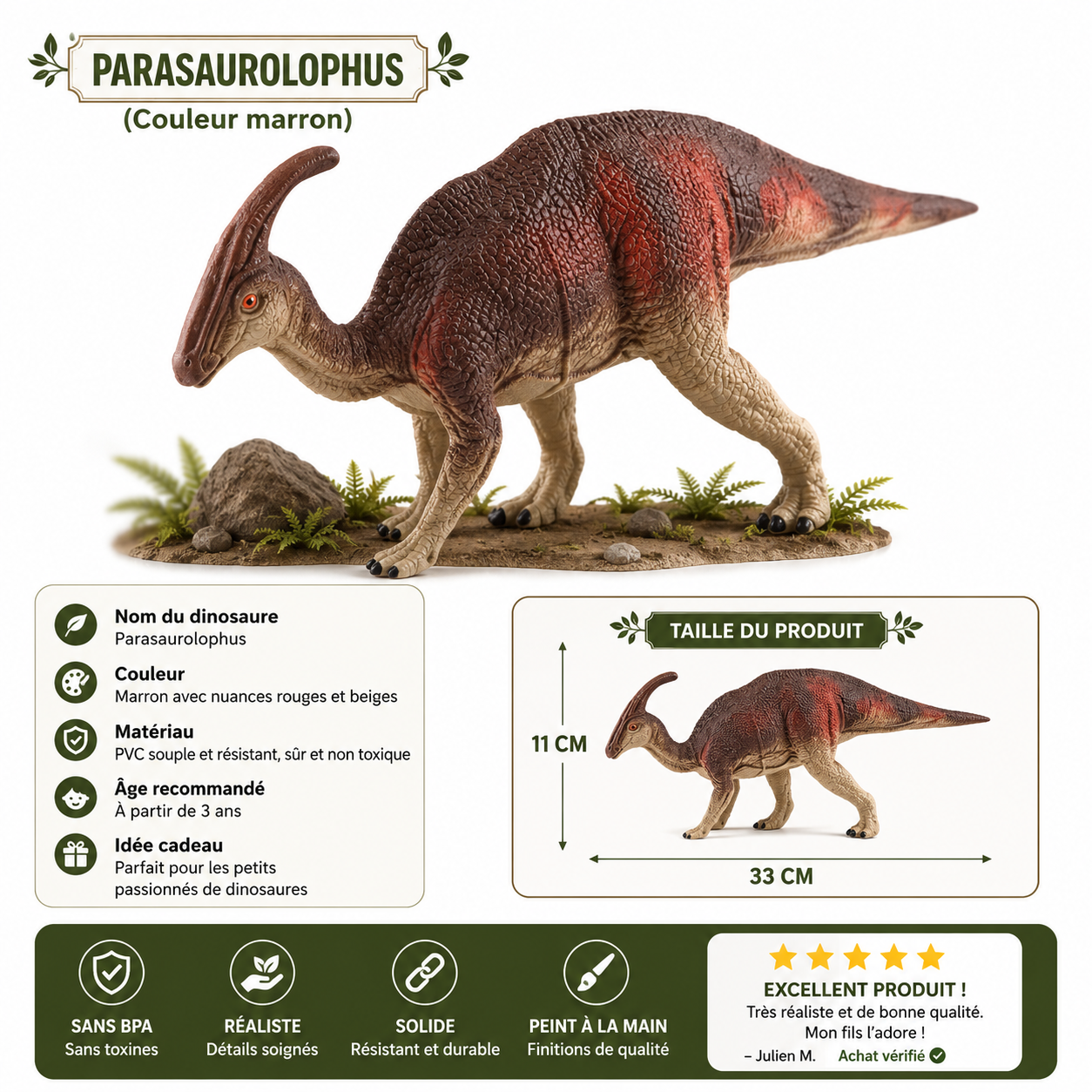 Parasaurolophus - Jouet dinosaure réaliste