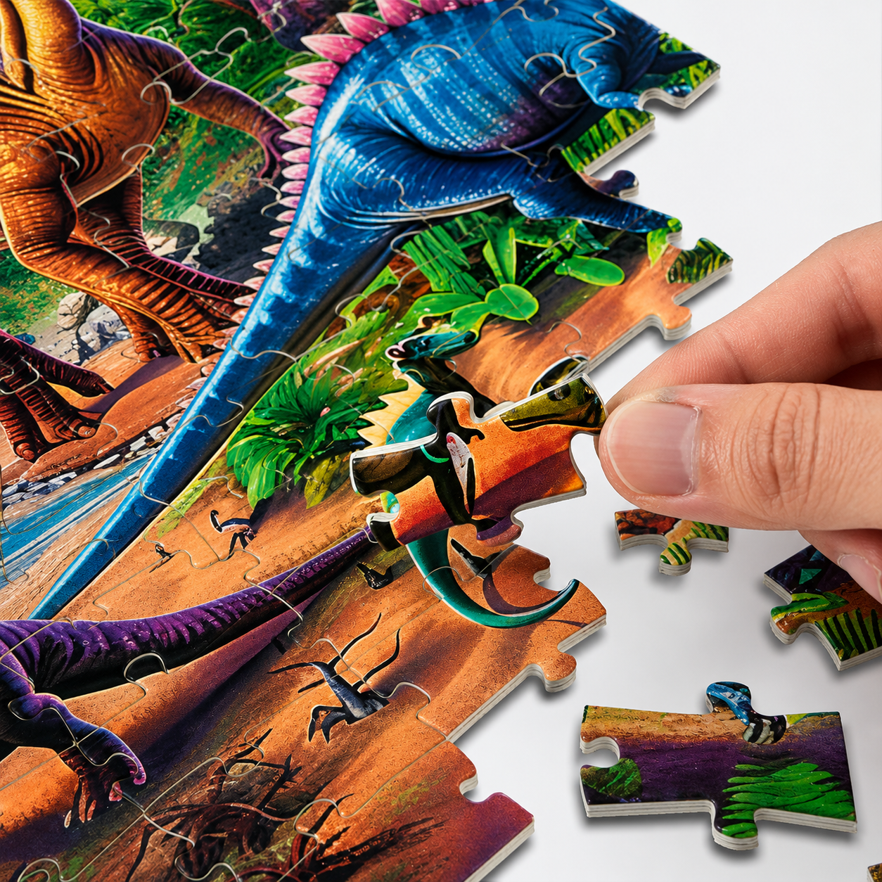 Puzzle de dinosaures en construction