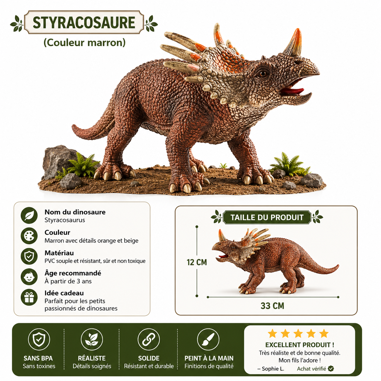 Styracosaurus - Jouet réaliste pour enfants