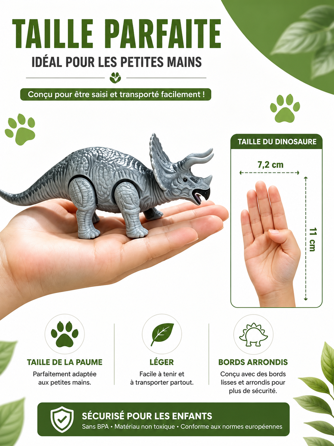 Taille parfaite de la Figurine réaliste de dinosaure mécanique