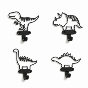 crochet mural dinosaure en fer noir lot de 4 pateres pour chambre d enfant