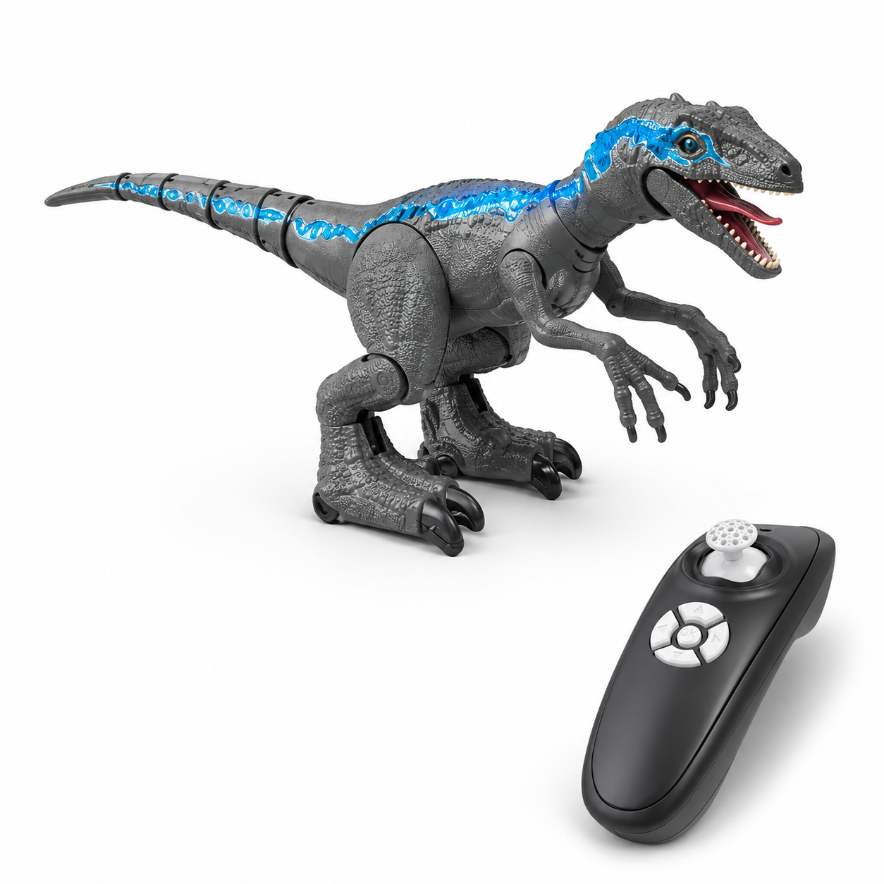 jouet dinosaure radiocommandé vert haute simulation en marche