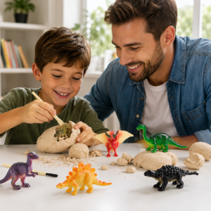 Activité scientifique d'excavation d'œufs de dinosaure partagée en famille