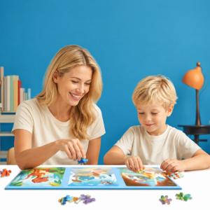 Jeu puzzle magnétique dinosaure pour enfants, coffret éducatif avec livre et pièces à manipuler, idéal pour apprendre, jouer et développer la créativité dès le plus jeune âge