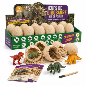 Kit d'Excavation d'Oeufs de Dinosaure (12 Pcs) | Jeu STEM