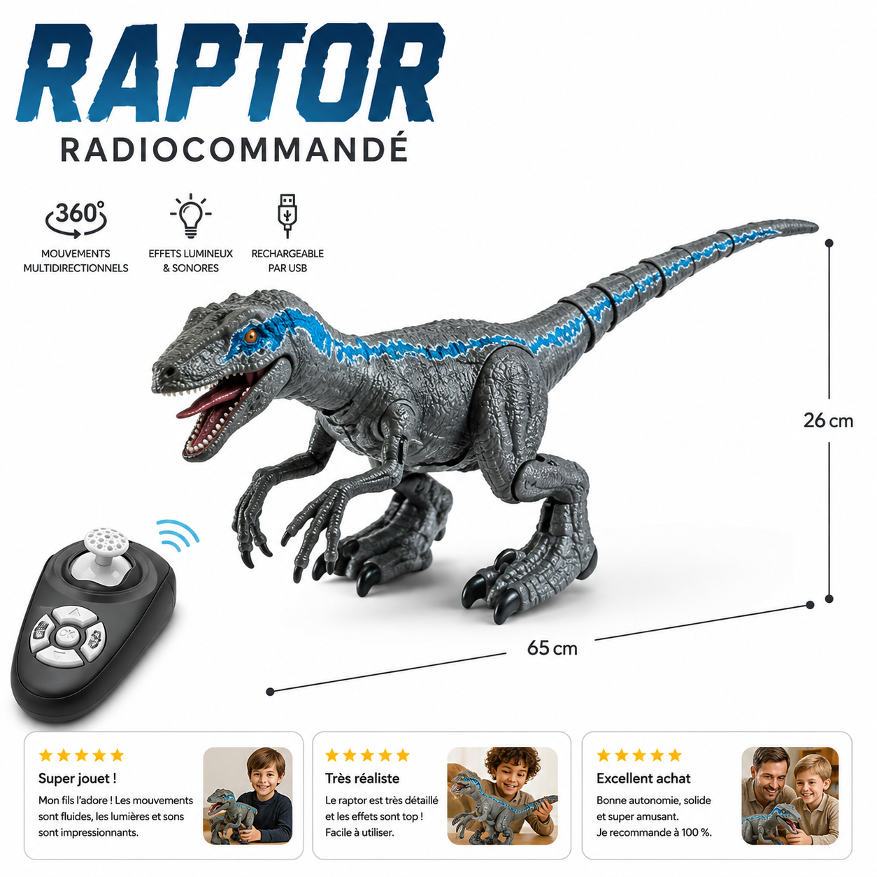 Raptor radiocommandé, action et lumière
