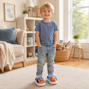 chaussons antiderapants dinosaure garcon fille pas cher tenue de maison enfant