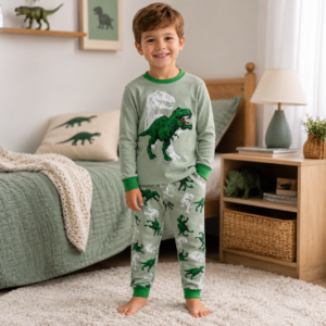Sourire dans une chambre aux dinosaures pyjama dinosaure t rex garçon vêtements de détente confortable nuit