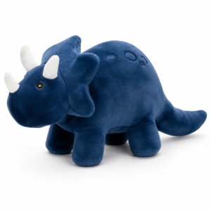 Peluche Tricératops bleu en peluche sur fond blanc