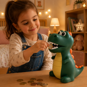 Tirelire dinosaure incassable, idée cadeau enfant apprentissage épargne