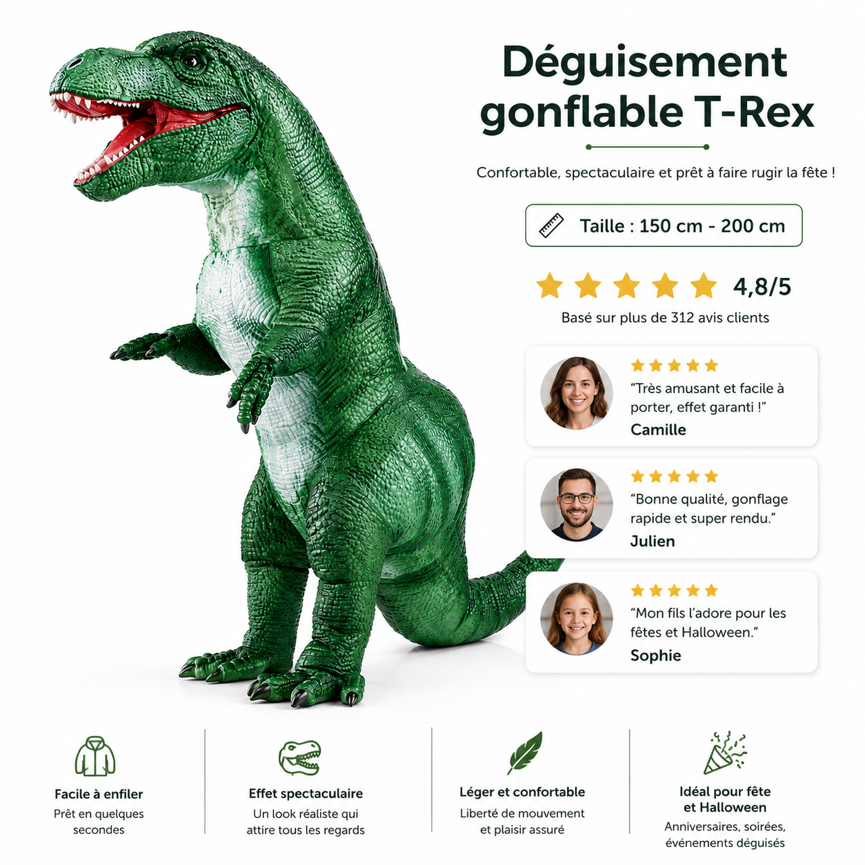 Déguisement gonflable T-Rex spectaculaire