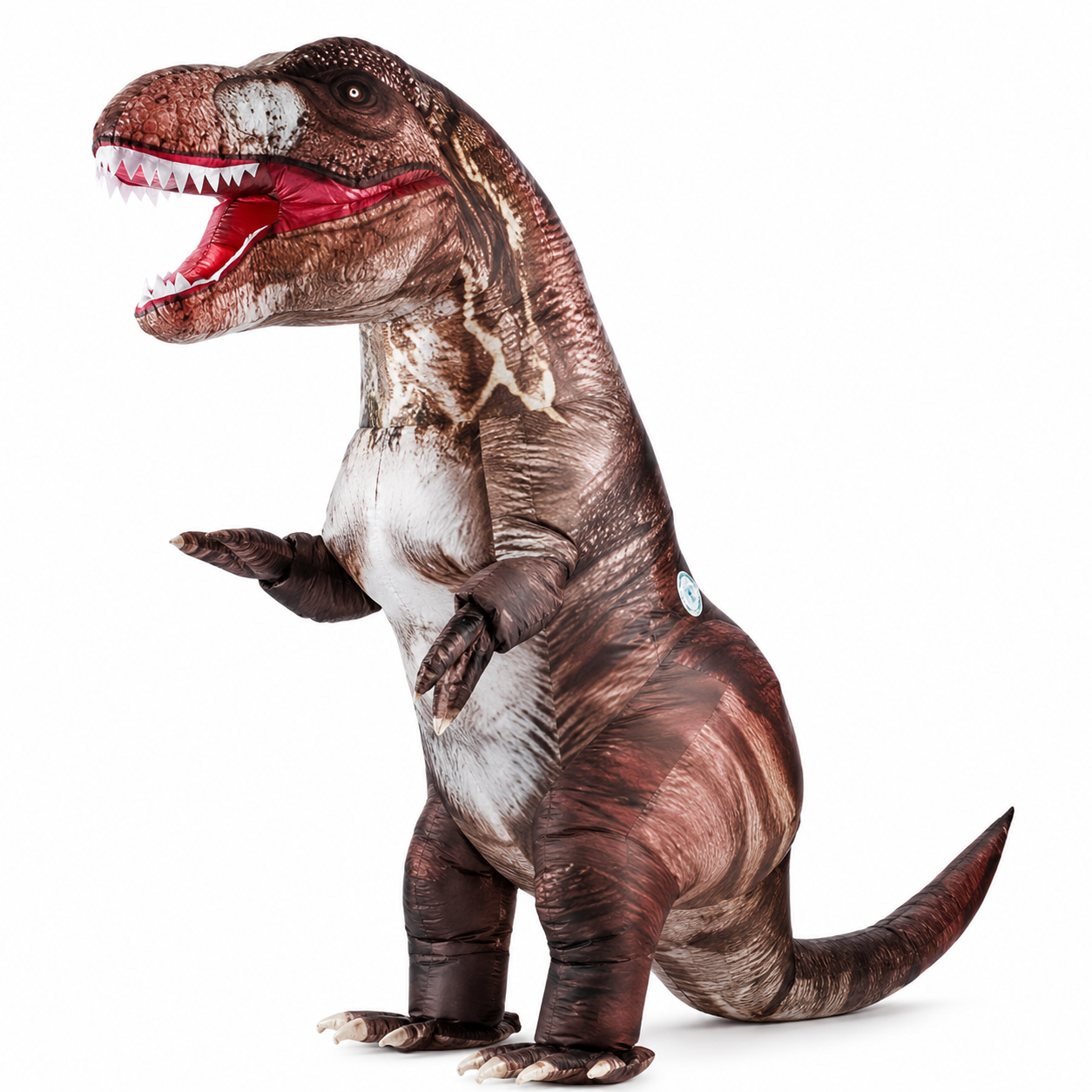 deguisement gonflable t rex pour adulte vue de profil avec grande queue