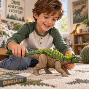 figurine dinosaure yuxisaurus vue de face avec machoire ouverte rugissant