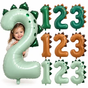 Ballon chiffre dinosaure 81 cm pour anniversaire petite fille