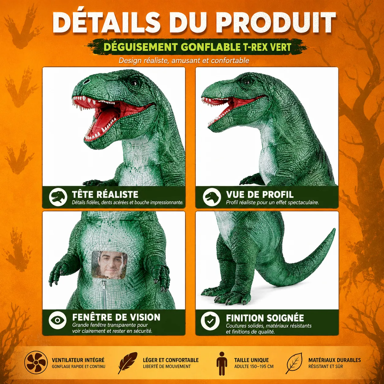 deguisement gonflable t rex pour adulte fenetre de vision transparente