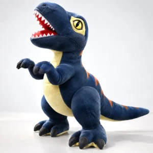 Doudou dinosaure bleu 45 cm, peluche T-Rex tyrannosaure moelleux