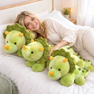 Oreiller en peluche douce dinosaure leste triceratops pour sommeil et relaxation