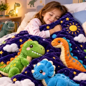 enfant blotti dans la couverture de dinosaure en peluche chaude