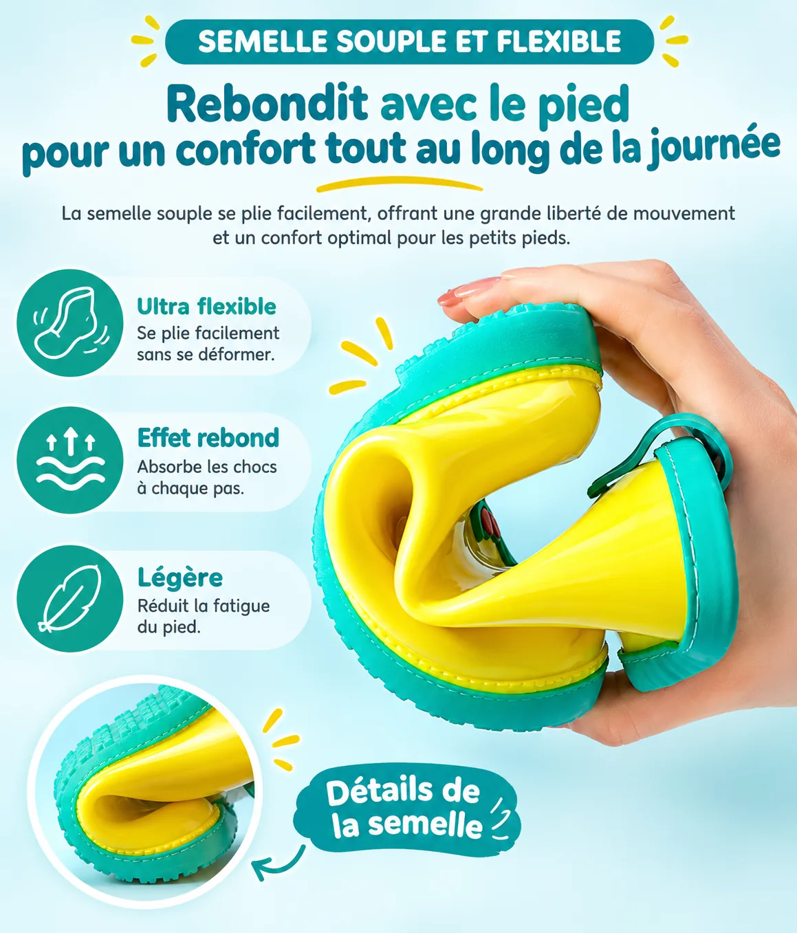 Bottes de pluie dinosaure en PVC souple et confortable.