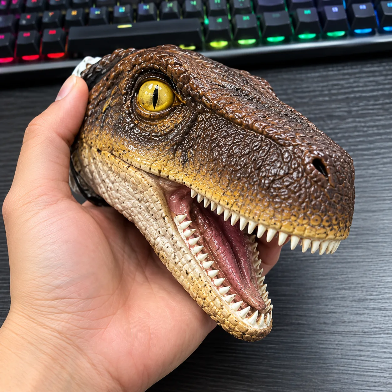 trophee mural 3d statue dinosaure deco murale velociraptor peinte a la main