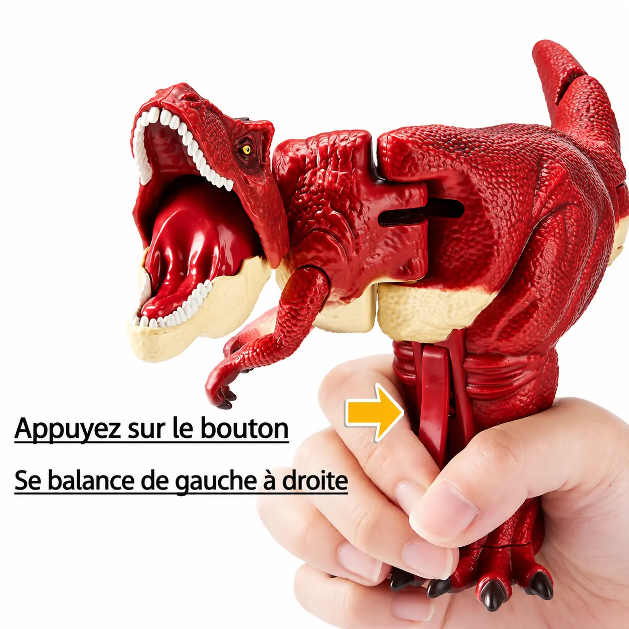 figurine sonore dinosaure rex rouge extension du cou telescopique