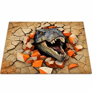 tapis de sol antiderapant motif dinosaure 3d pose dans une chambre d enfant